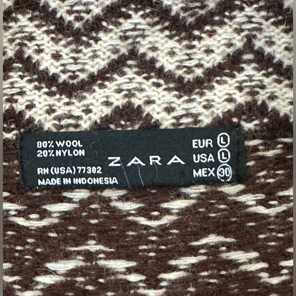 ZARA wool blend Brown Button Textured Jacket Sz L A - Picture 6 of 9